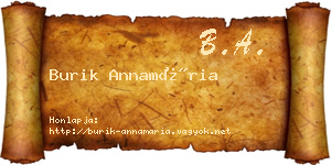 Burik Annamária névjegykártya